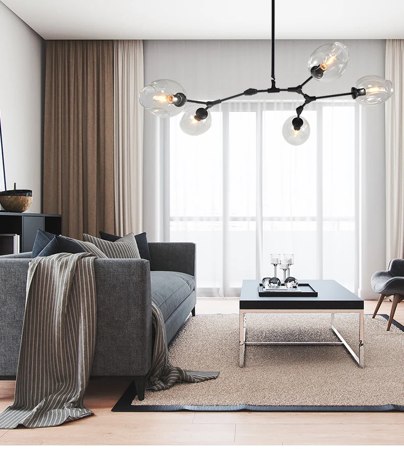 Скандинавская гостиная освещение креативный современный простой промышленный ветер ресторан спальня Волшебная фасоль молекулярная люстра