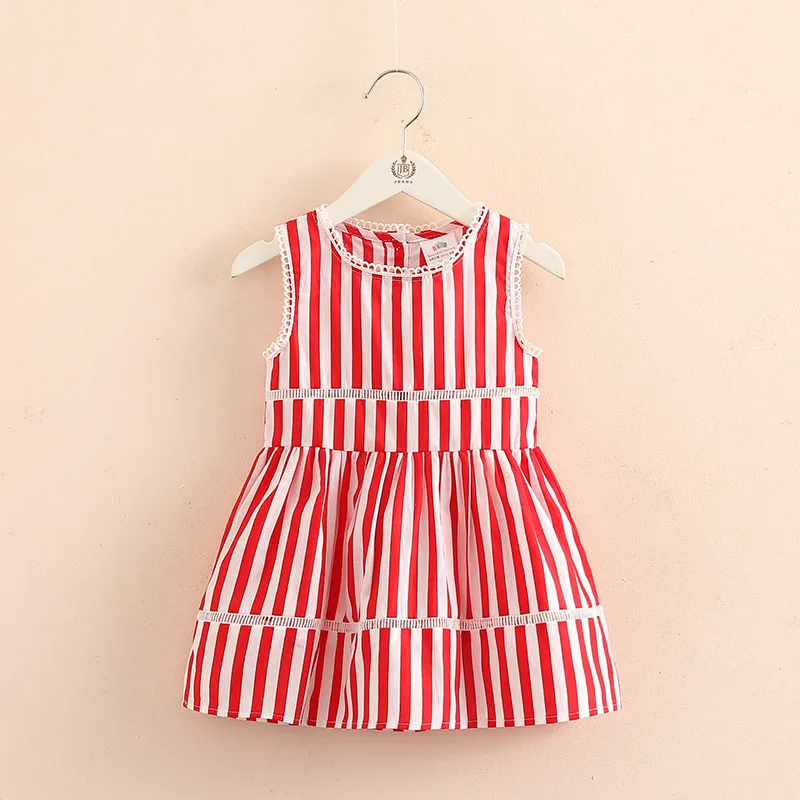 

Baby dew striped dress 2018 summer new girls children's clothing children's vest dress