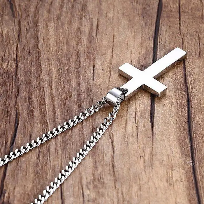 Stainless Steel Cross Pendant Chain Necklace for Casual, Party Punk Men Women Link Jewelry Gift