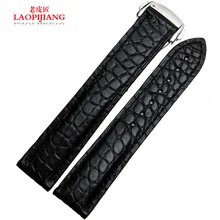 Роскошные duty натуральной крокодиловой кожи ремешок fit speedmasters Бабочка Пряжка логотип для мужчин 19 мм 20 22 чёрный; коричневый