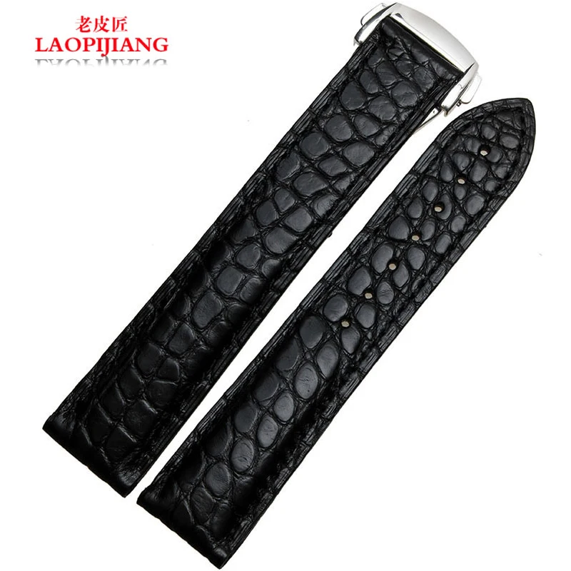 

Luxury duty Genuine crocodile leather hand strap fit speedmasters butterfly buckle logo men 19mm 20mm 22mm black brown watchband