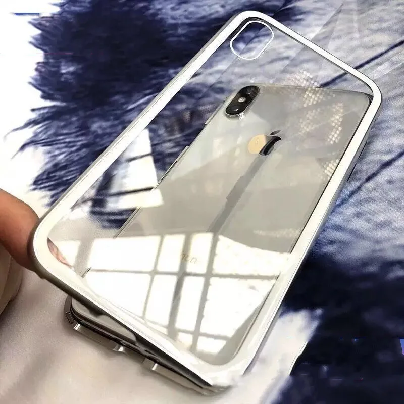 

Luxury For iphone 7 case xr case Aluminum Metal Magnetic Casefor the glass back cover of the iPhone 7Plus case 8 6 6s xs Max XR