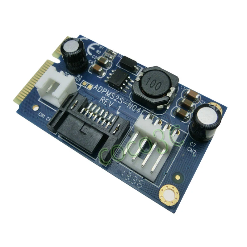 Бесплатная доставка MSATA к 7PIN SATA SSD адаптер с кабелем питания для плата mini ITX +