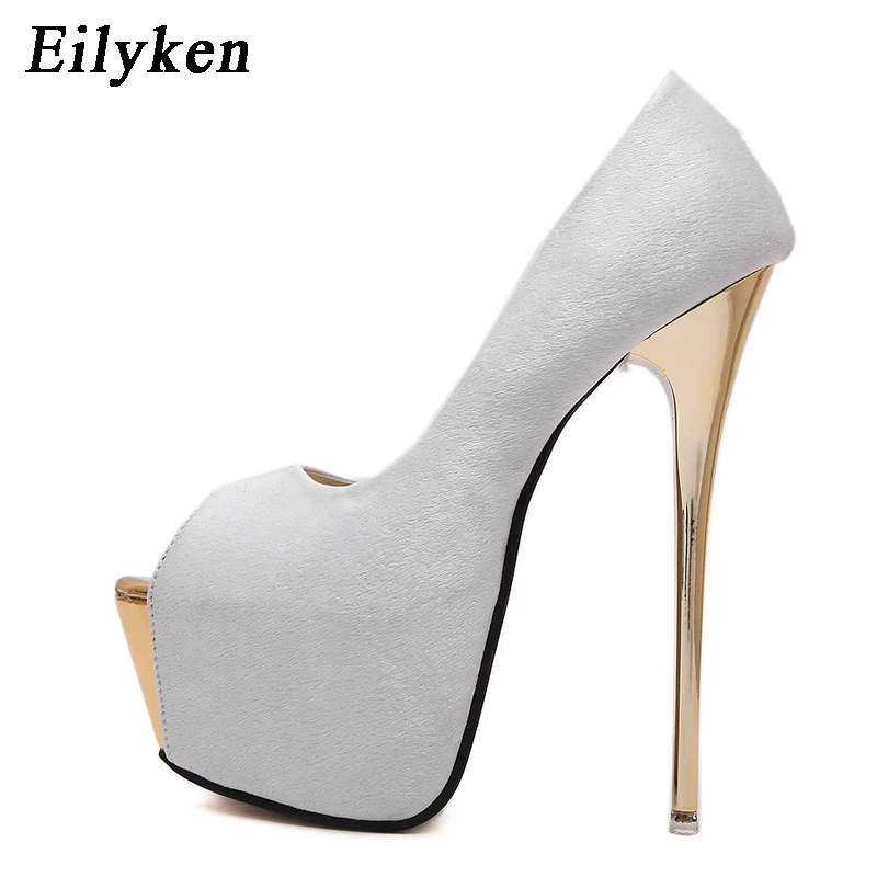 Prix Eilyken Femmes Pompes à talons hauts Femmes Sexy Peep Toe Escarpins Plateforme chaussures Blanc Noir Rose chaussures De Fête De Mariage taille 34 40