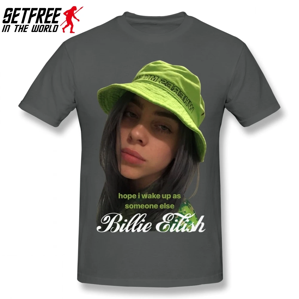 Billie эйлиш мужская футболка Летняя Harajuku больших размеров хлопковая одежда с короткими рукавами для мужчин - Цвет: Темно-серый