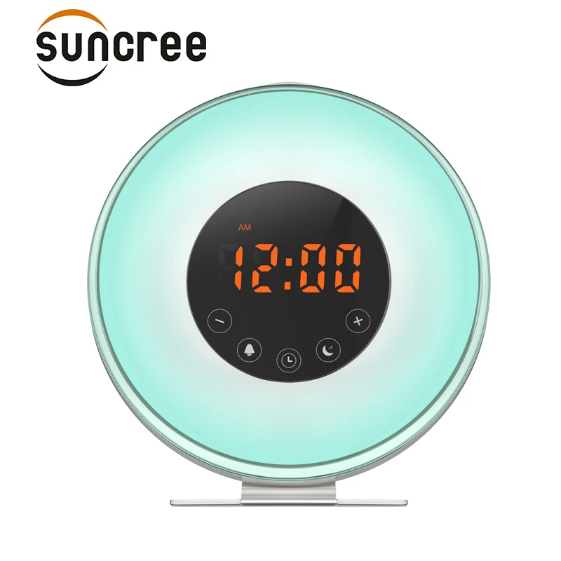 Aufwachen Licht Wecker, Sonnenaufgang Simulation Wecker Mit 6 Natur Sounds, FM Radio, Snooze & sonnenuntergang Funktion, 7 Farbe LED-Licht