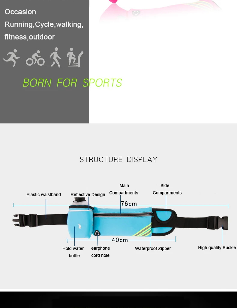Tfshining Waterproof Running Hydration Belt Reflective Sport Running Water Hip Phone Bag Pouch Racing Gym Waist Pack With Bottle (7)
