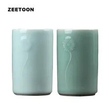 280 мл Longquan Celadon прямая чашка с цветочным узором чайная посуда для напитков художественные чашки для воды Master чашка для кофе и молока кружка аксессуары