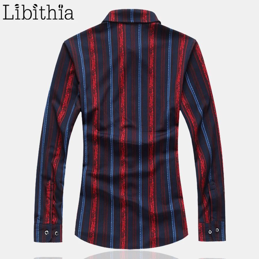 Мужская хлопковая рубашка в полоску с длинным рукавом свободного покроя|cotton dress