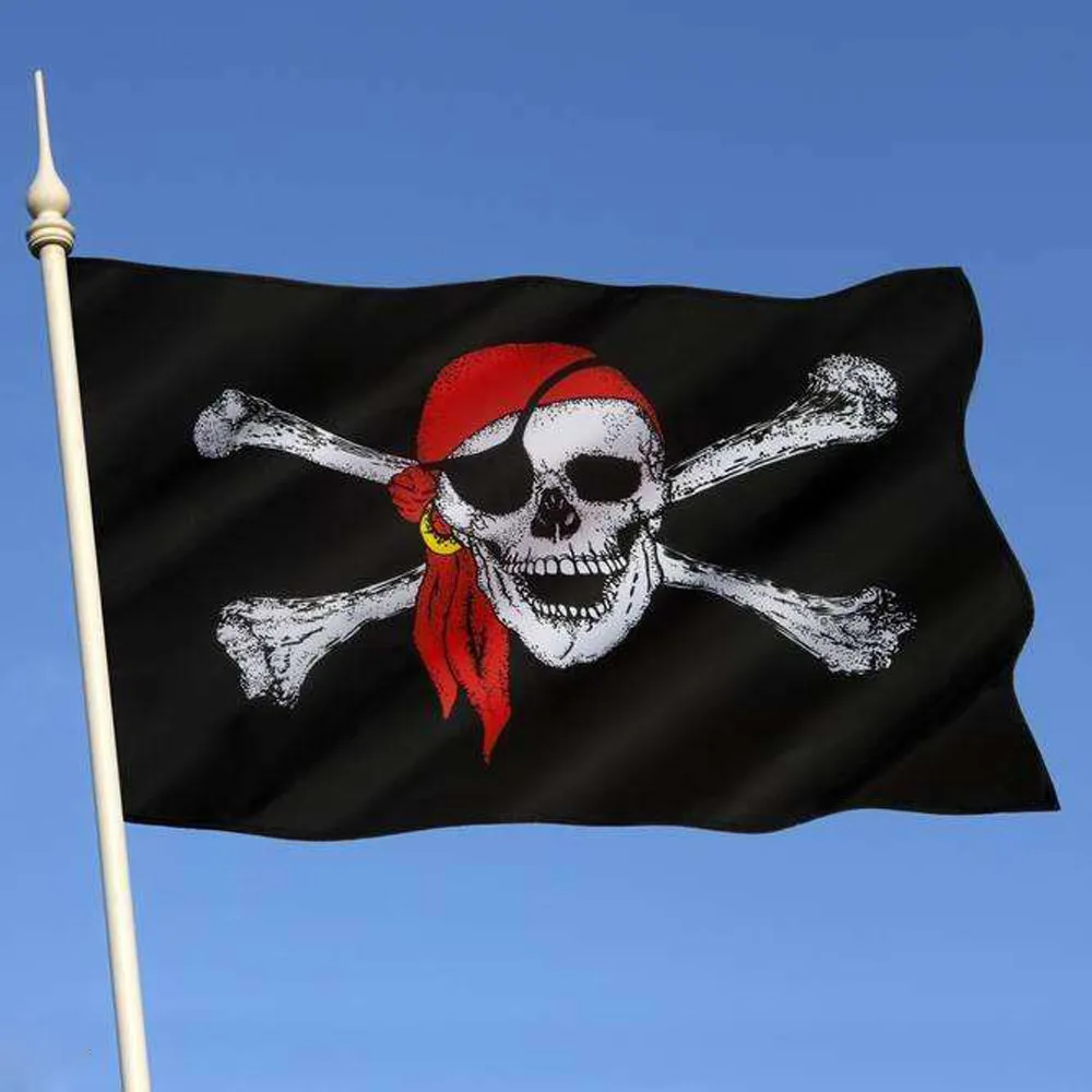 Пиратский флаг 3х5 футов бязь флаг balloween веселого Роджера черепами флагом полиэстеровый баннер флажки для домашнего декора 90*150 см