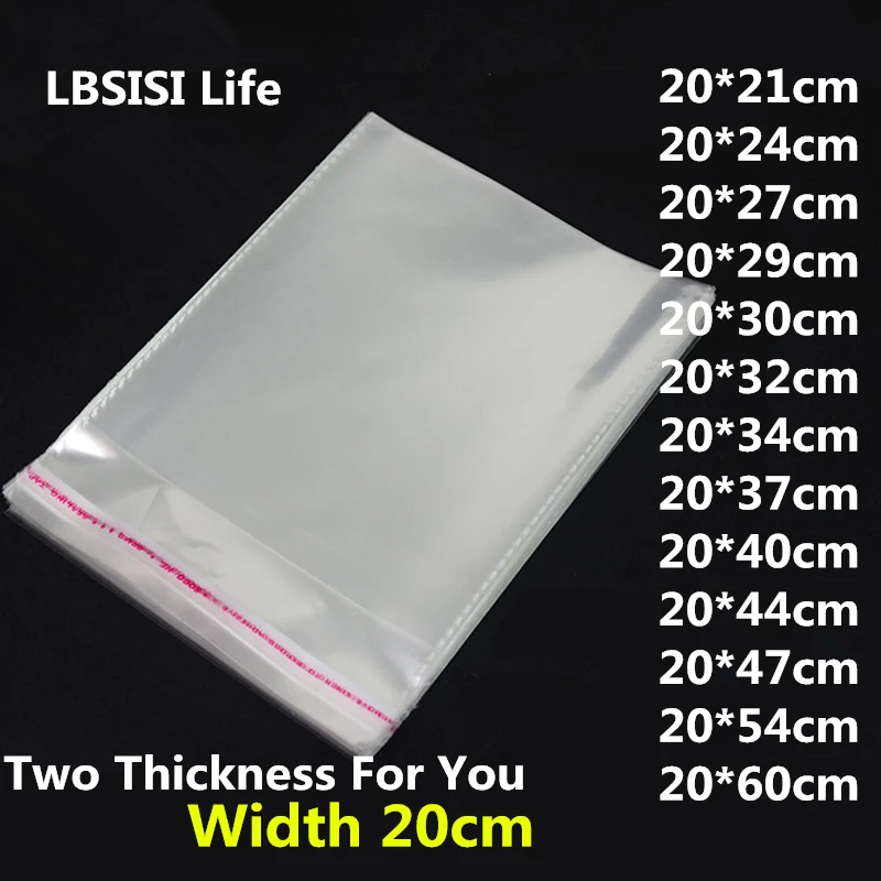 LBSISI Life 100 шт 20 см прозрачный пакет прозрачная пластиковая упаковка самоклеющаяся