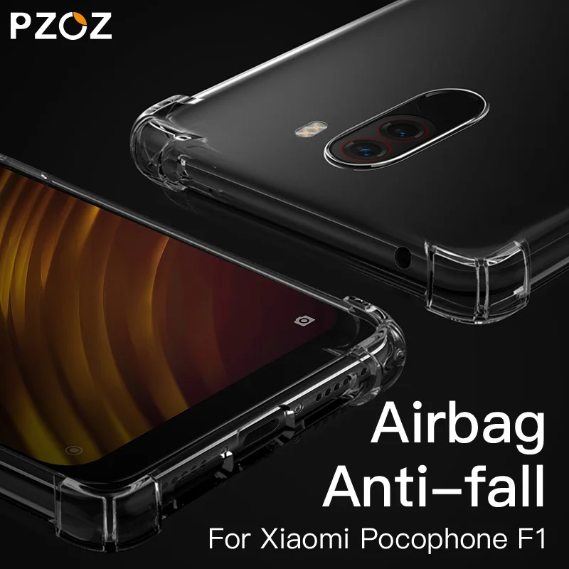 PZOZ для Xiaomi Pocophone F1 чехол противоударный защитный чехол для телефона TPU мягкая прозрачная защитная сумка для Xiaomi F1 PocophoneF1