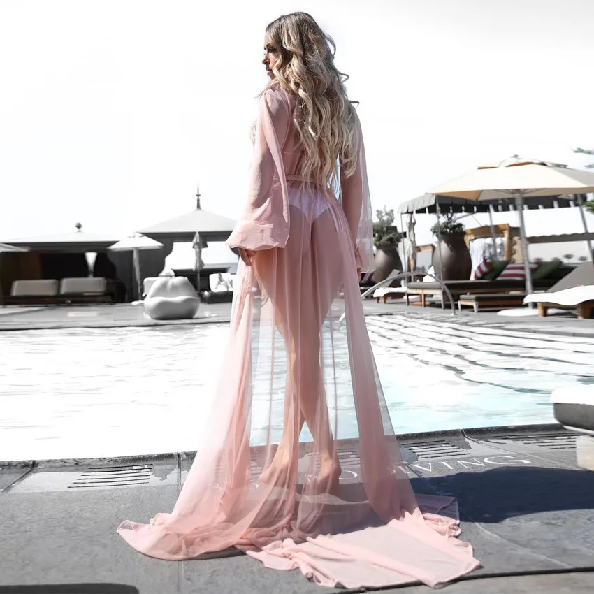 M/L Size Beach Outings Cover up Chiffon Robe Plage Candy Color Kaftan Dress Pareos For Women Beach Tunic Sarong Swimsuit