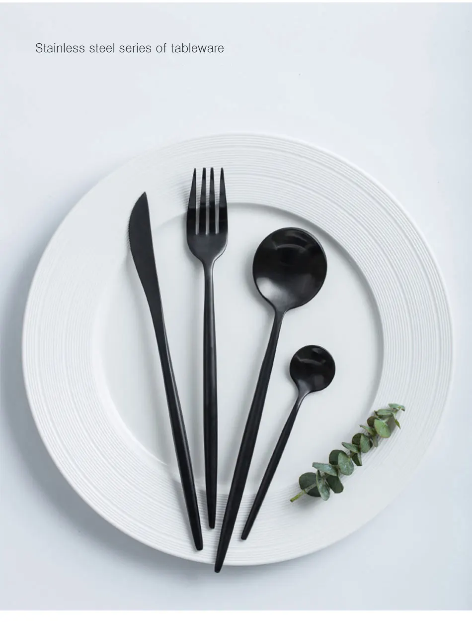 Brand Dinnerware Set Stainless Steel Cutlery Set 4 Pieces Black Knife Fork Set Tableware Gold Silver Cutleries Western Food Set (8)