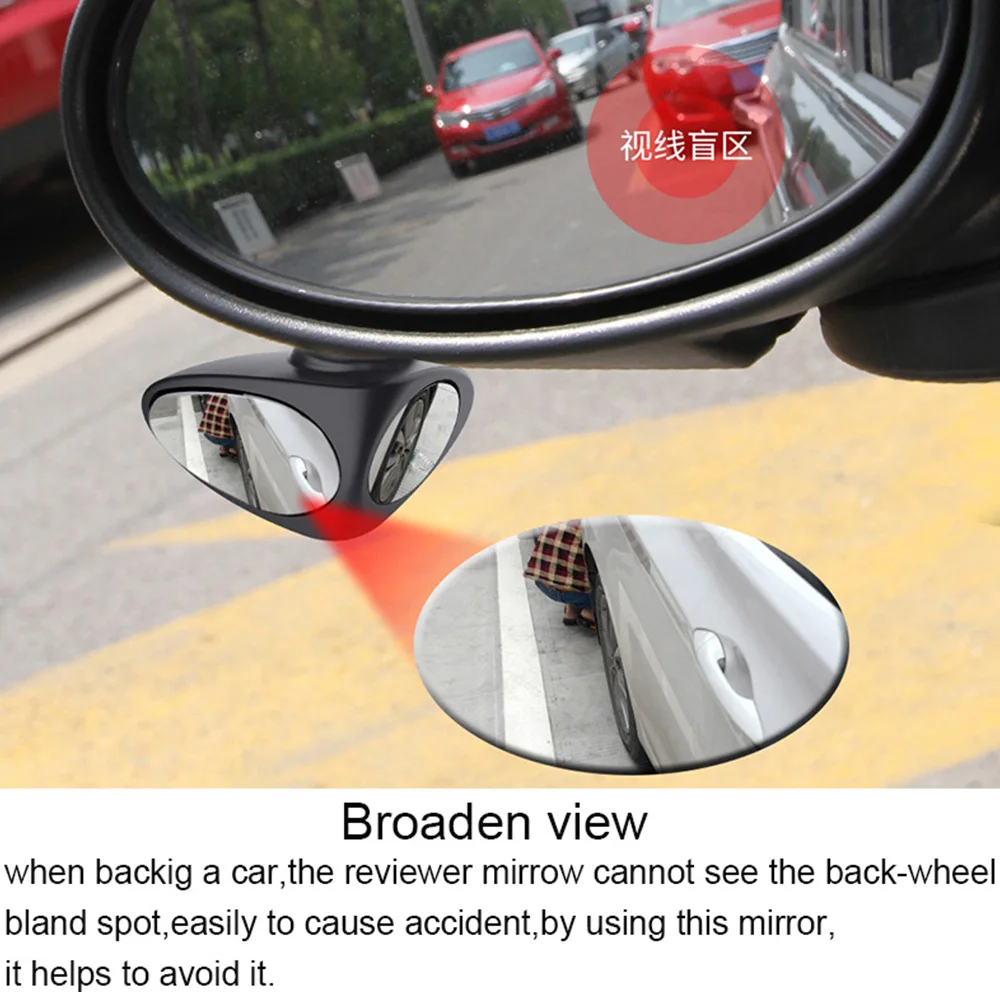 

1 Pair Car Blind Spot Mirror 360 Rotation Adjustable Convex Wide Angle Mirror Rear View Mirror Front Wheel Car Mirror Two Colors