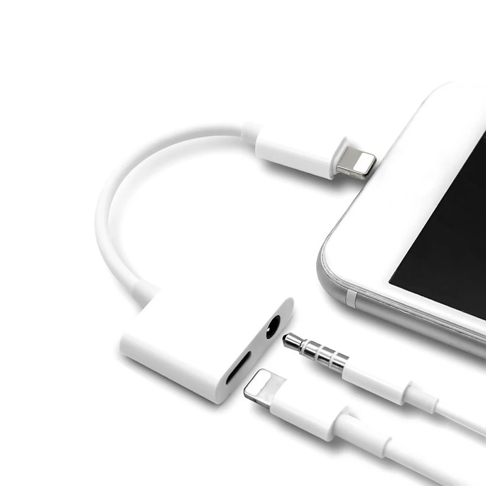 

For iPhone 7/8 Plus 2 in 1 Audio Charging Adapter iOS 11 3.5mm Headphone Jack AUX Charger Connector Converter For iPhone 7/8/X