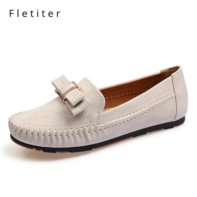 Women Slip On Loafers Strappy Beads Square Toe Suede 2018 Spring Mid Heels Shoes