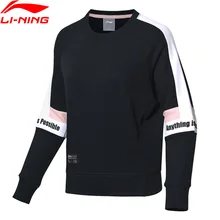 Li-Ning, Женский трендовый свитер, свободный крой, 88% хлопок, 12% полиэстер, хит цвета, пэчворк, подкладка, Спортивная Толстовка, AWDP084 WWW1027