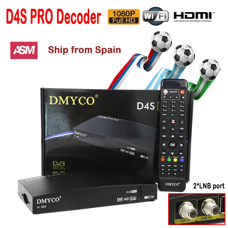 D4SPRO DVB S2 Цифровой спутниковый рецептор HD 1080P двойной Тернер Biss Youtube 2 * LNB порт ТВ