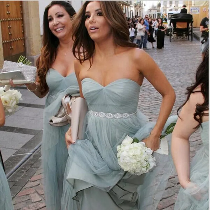 Blue Grey Bridesmaid Dresses Long Chiffon Strapless A Line Floor Blue Grey Bridesmaid Dresses Long Chiffon Strapless A Line Floor Length Lace Belt Plus Size Maid Of Honor For Weddings In From