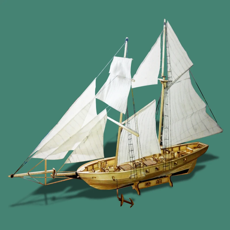 מוצר - Free shipping 1/130 Scale Wooden Sailboat HARVEY 