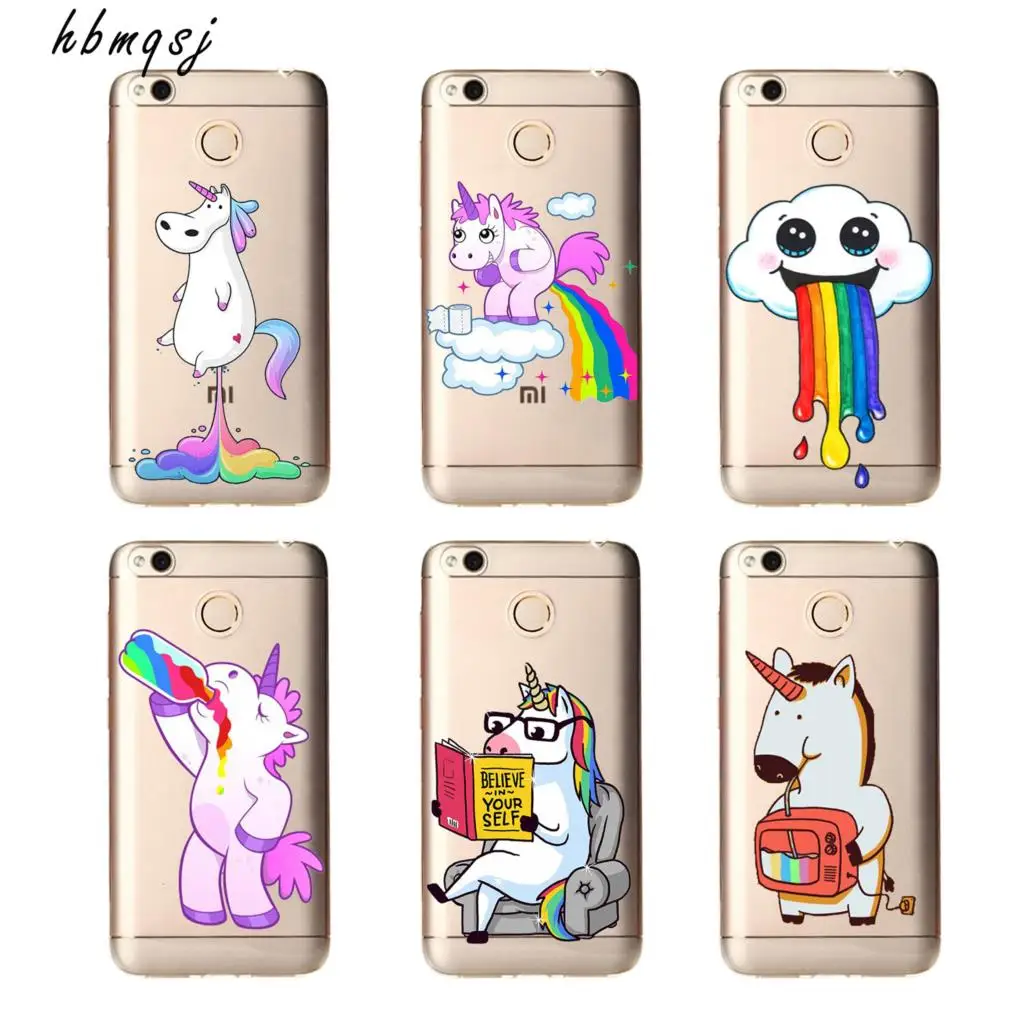 

Rainbow unicorn cute case for xaiomi remdi 4x 4a 5 5a 5plus 6 6a 6pro note 4x 5 5a 5pro silicone soft cartoon phone back cover