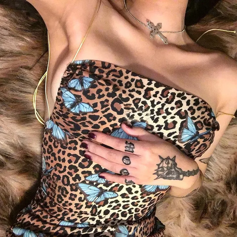 NORMOV леопардовая Повседневная посылка, женская юбка,, модная сексуальная короткая юбка на бретельках, мини-юбка с принтом бабочки