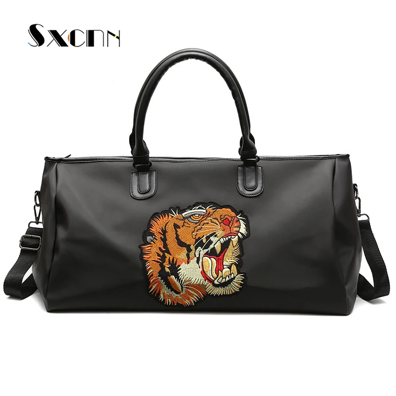 

SXCNN Embroidered Tiger Head Travel Bag Street Oxford Cloth Waterproof Fitness Totes Ladies Sports Large capacity shoulder bags