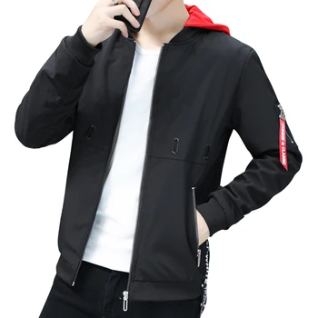 

2018 New Autumn Bomber Hooded Jacket Men Casual Slim Pure color Windbreaker Jacket Male Outwear Zipper Thin Coat Brand Clothing
