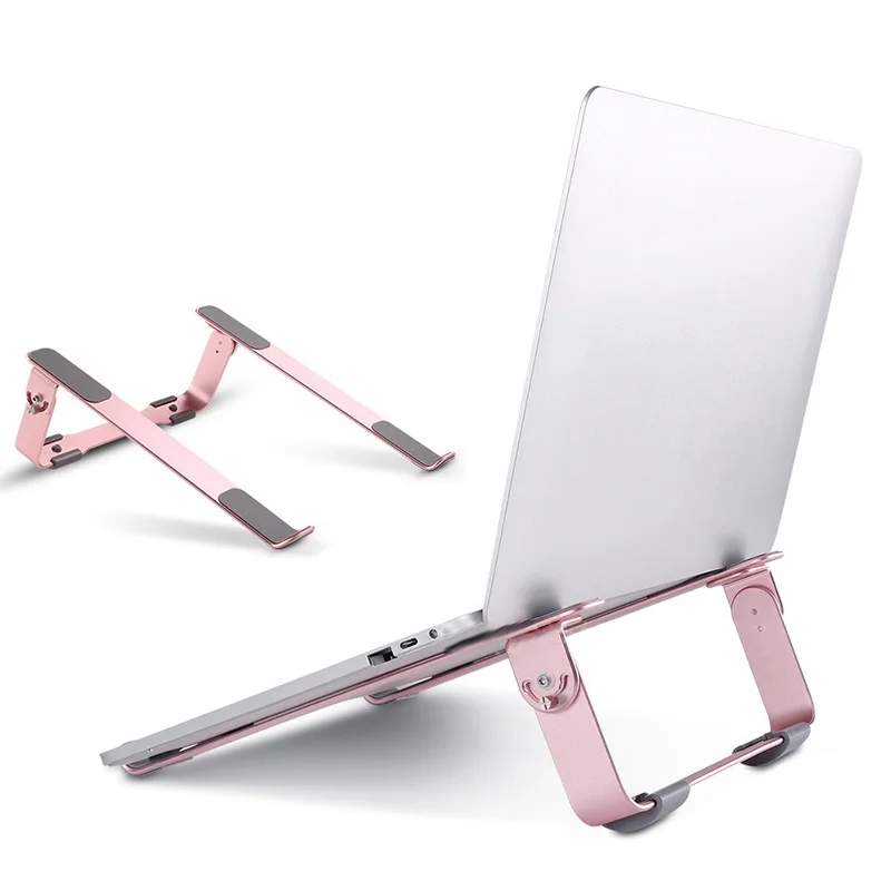 

Desk Laptop Notebook Stand Heat Reduction Rose Gold Aluminum Alloy Bracket Base Angle Adjustable Cooling Stands Support