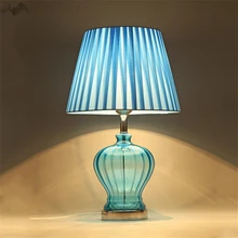 Lfh Post современный Средиземноморский Стиль Настольные лампы море роскошный синий кристалл Ткань огни для свадьбы деко Спальня прикроватной тумбочке кафе КТВ