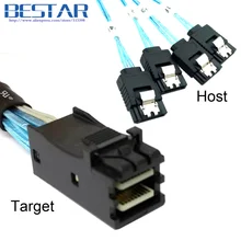 (50 pieces/lot) Internal Mini SAS SFF-8643 Target to 4 SATA 7pin Host hard disk 6Gbps data Server Raid Cable 50cm