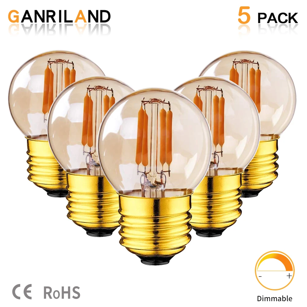 

GANRILAND Unique Retro Edison G40 LED Light Bulbs 2W E27 220V LED Filament String Lamp Warm 2200K for Home Garden Bar Decorative
