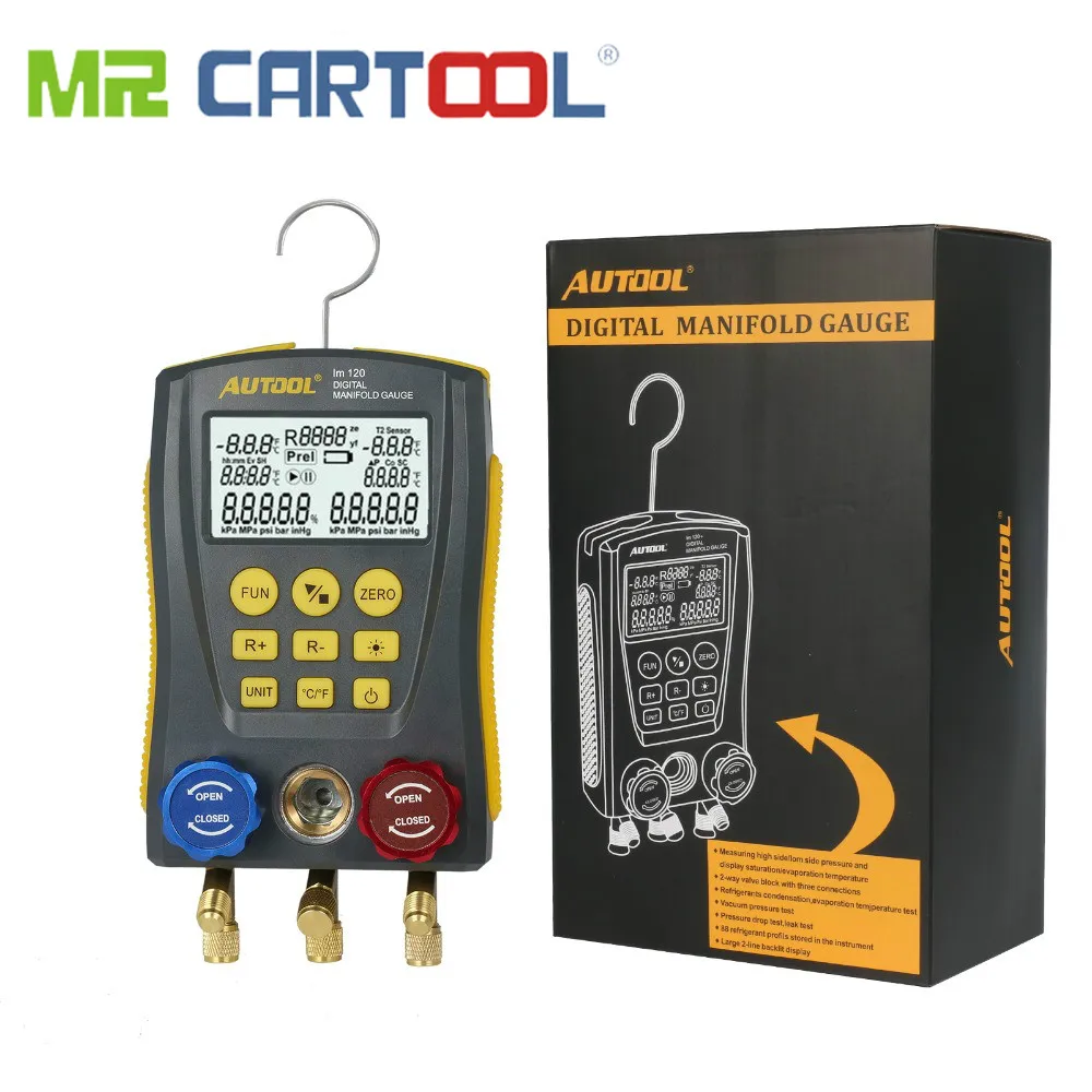 MR CARTOOL LM120 Холодильный HVAC цифровой манометр для коллектора система