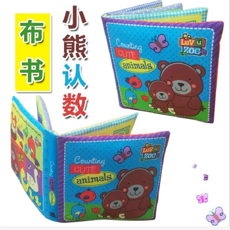 

Sozzy Infant Educational Bear Cloth Book Toy Kid Toys Baby Cloth Book Infant Animal Cloth Book PP Cotton Suit 0-2 Year Baby