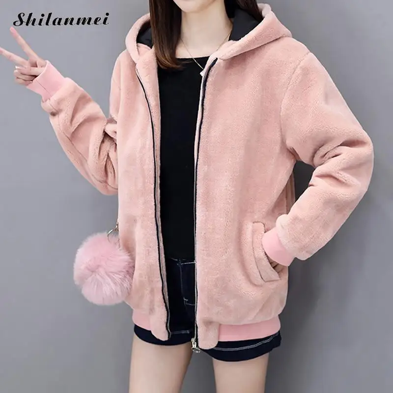 2018 Spring Autumn Faux Fur Coat Jacket Solid 6 Colors