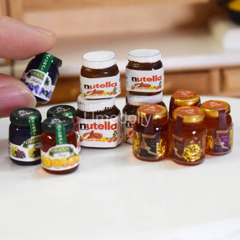 

4PCS 1:12 Dollhouse Miniature Food Mini Chocolate Sauce Jam Honey Food for Blyth Pullip Barbi Doll Kitchen Toy Accessories