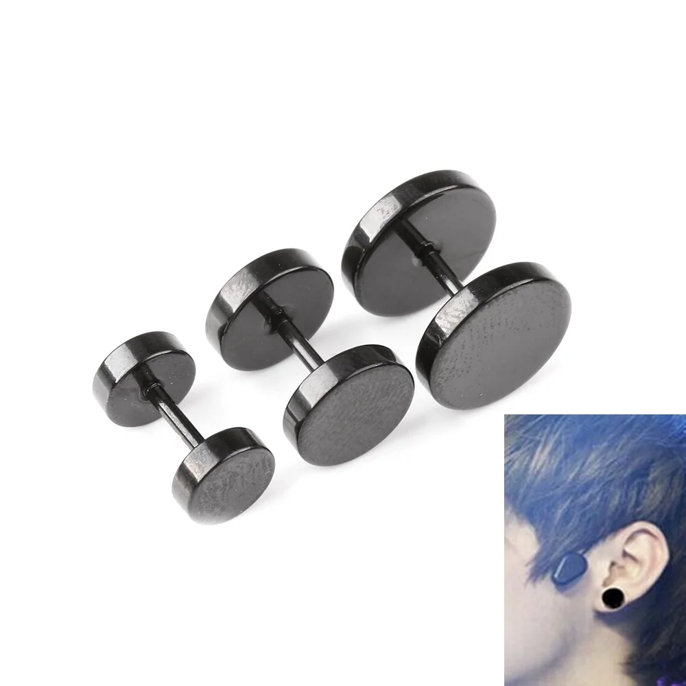 

New Classic Men Boy Punk Stainless Steel Ear Studs 1 Pair Silver Black Round Barbell Earrings Minimalist Bijoux Jewelry Unisex