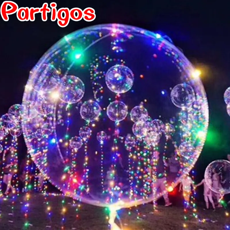 

30 set Transparent Bubble 18/24inch PVC Led Balloon 3M LED Air Balloon String Light Wedding Birthday Chrisrmas Party Decor
