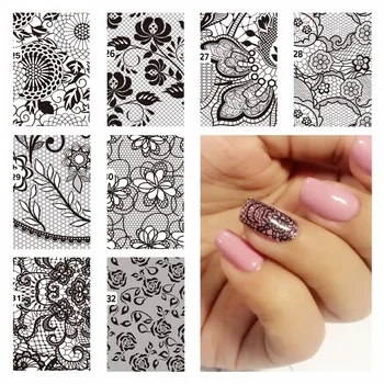 YZWLE 1 Pc DIY Nail Water Decals Lace Flower Designs Transfer Stickers Nail Art Sticker Tattoo Decals