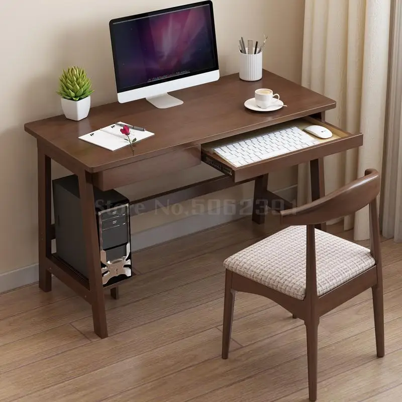 Твердый деревянный стол Белый Настольный студенческий простой компьютерный стол простой офисный стол с клавиатурой