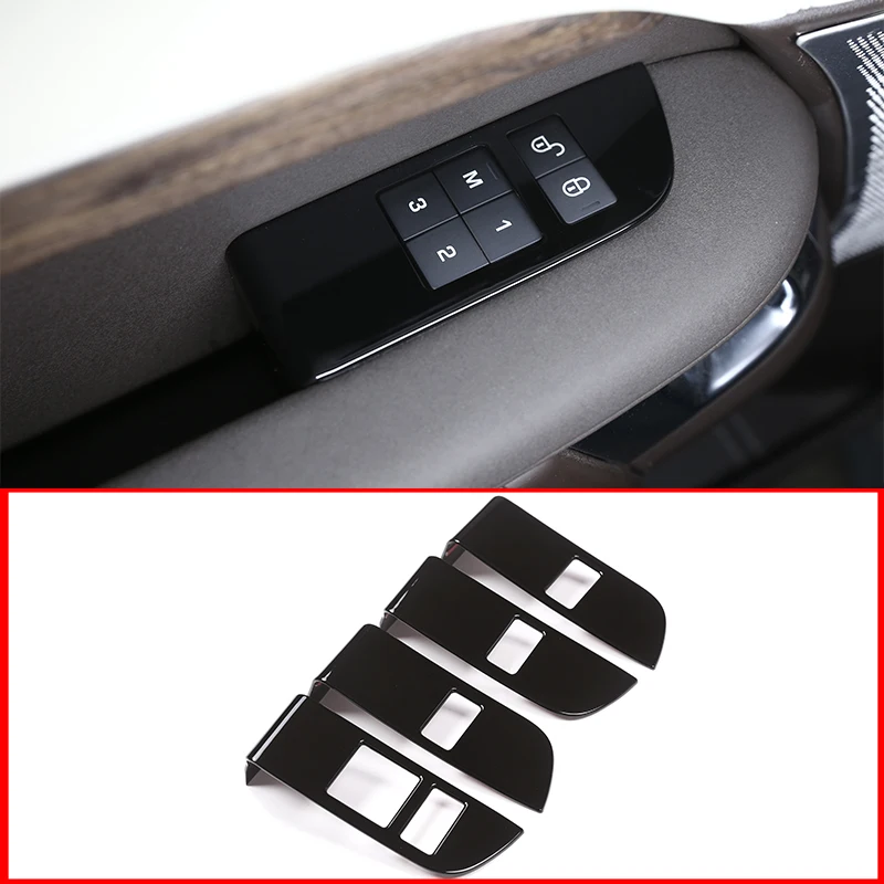 

4 pcs For Land Rover Discovery 5 LR5 L462 2017 2018 ABS Black Glossy Chrome Car Child Safety Door Lock Switch Panel Cover Trim