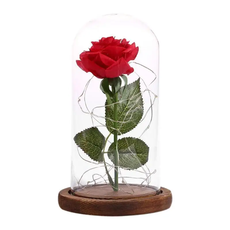 Красота красная роза цепочка цветов свет настольная лампа Романтический День Святого Валентина День матери подарок на день рождения, Декор