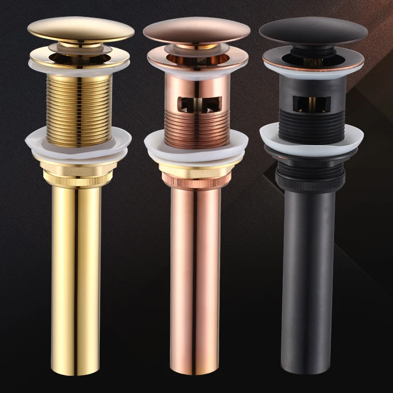 

Luxury Bathroom Basin Sink Pop Up Drain Brass with & without Overflow Vanity Sink Waste Drainer 4 colors For Choice