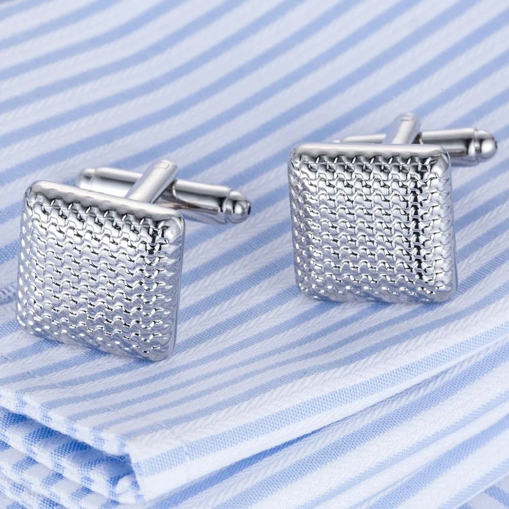 

High Quality Men's Cufflink Square Silver Plating Men's Shirt cuff links mens 10170a