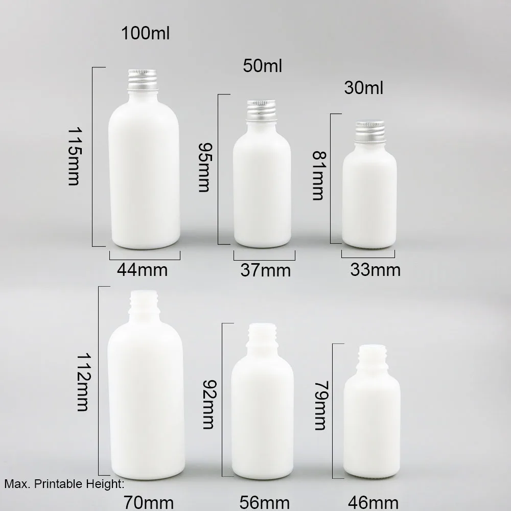 10 x 30ml 50ml 100ml Essential Oil Portable White Jade Bottles With Aluminum Cap For Liquid Reagent Pipette Bottle Travel Vials image_2