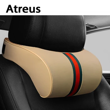 

Atreus Car-styling 1Pcs Car neck pillow Leather Memory pillow for BMW e46 e39 Mercedes w203 w204 Ford focus 2 3 car accessories