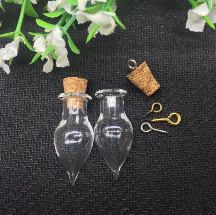 20pieces 20mm Tear Water Drop Charm Cork Stopper Glass Bottle Jars