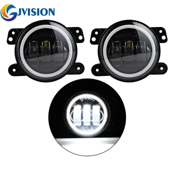 

1Set 4 INCH LED fog lights with Daytime Running light with Angel eyes for Jeep JK TJ LJ Tractor Boat LED fog lamps Bulb