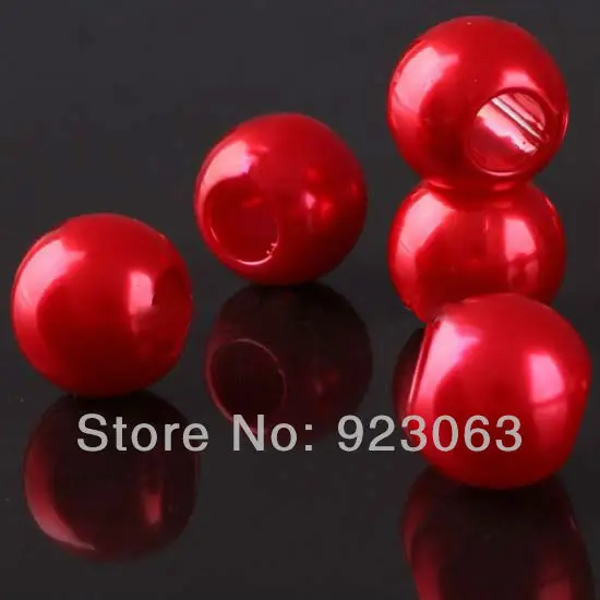 

Free Shipping Wholesales 50pcs Red Acrylic Shiny Simulated Pearl Rondelle Loose Large Hole Charm Beads Fit European Bracelet
